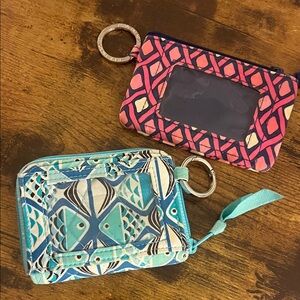 Vera Bradley Pink and Navy Keychain Teal fisheye Wallet Lot